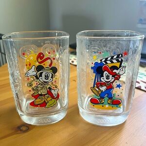 Disney vintage  Mickey Mouse 2000 glass Mcdonalds cups
